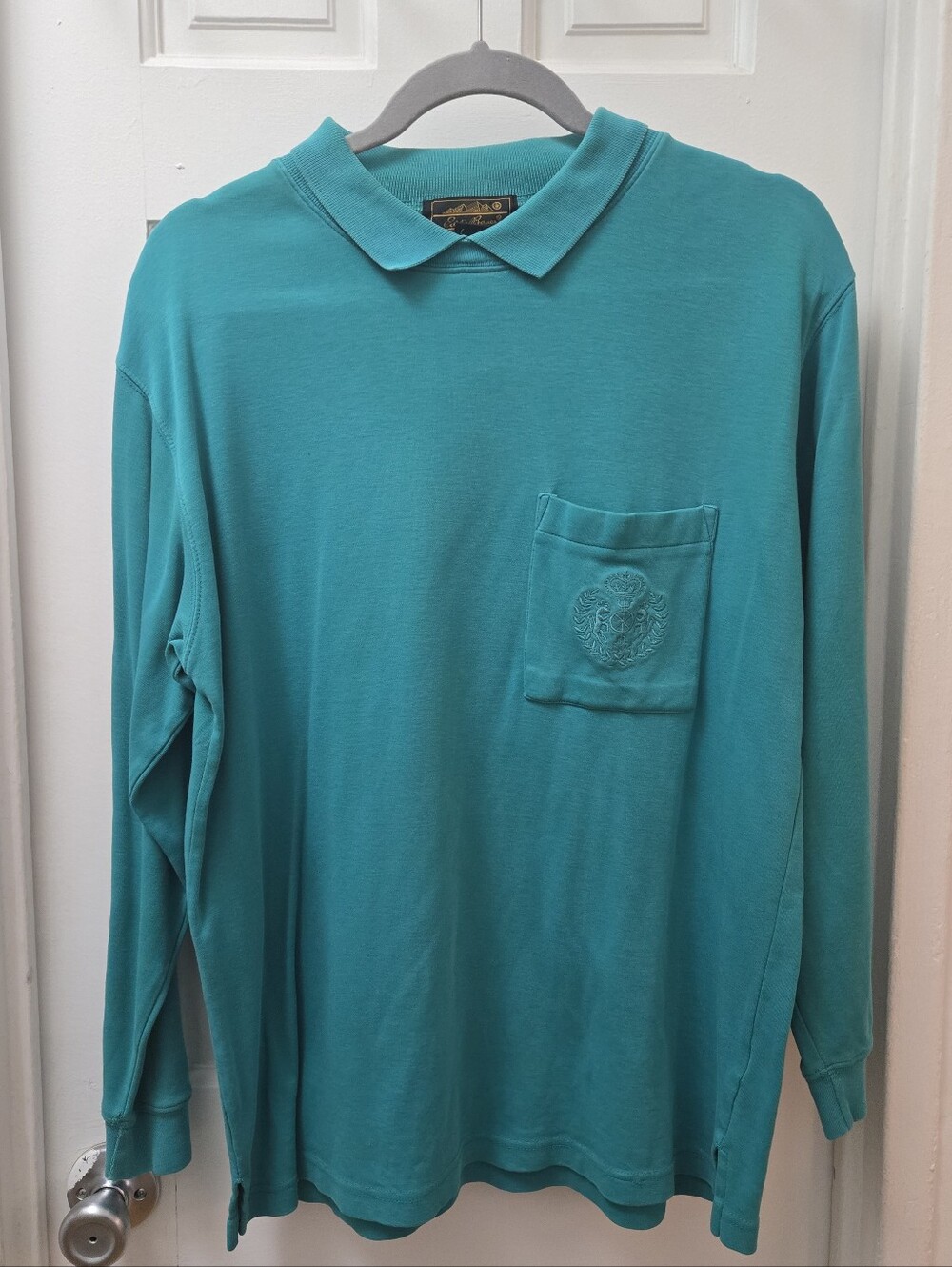 Vintage Eddie Bauer Teal Cotton Oversized Rugby Shirt Collared 90s Medium